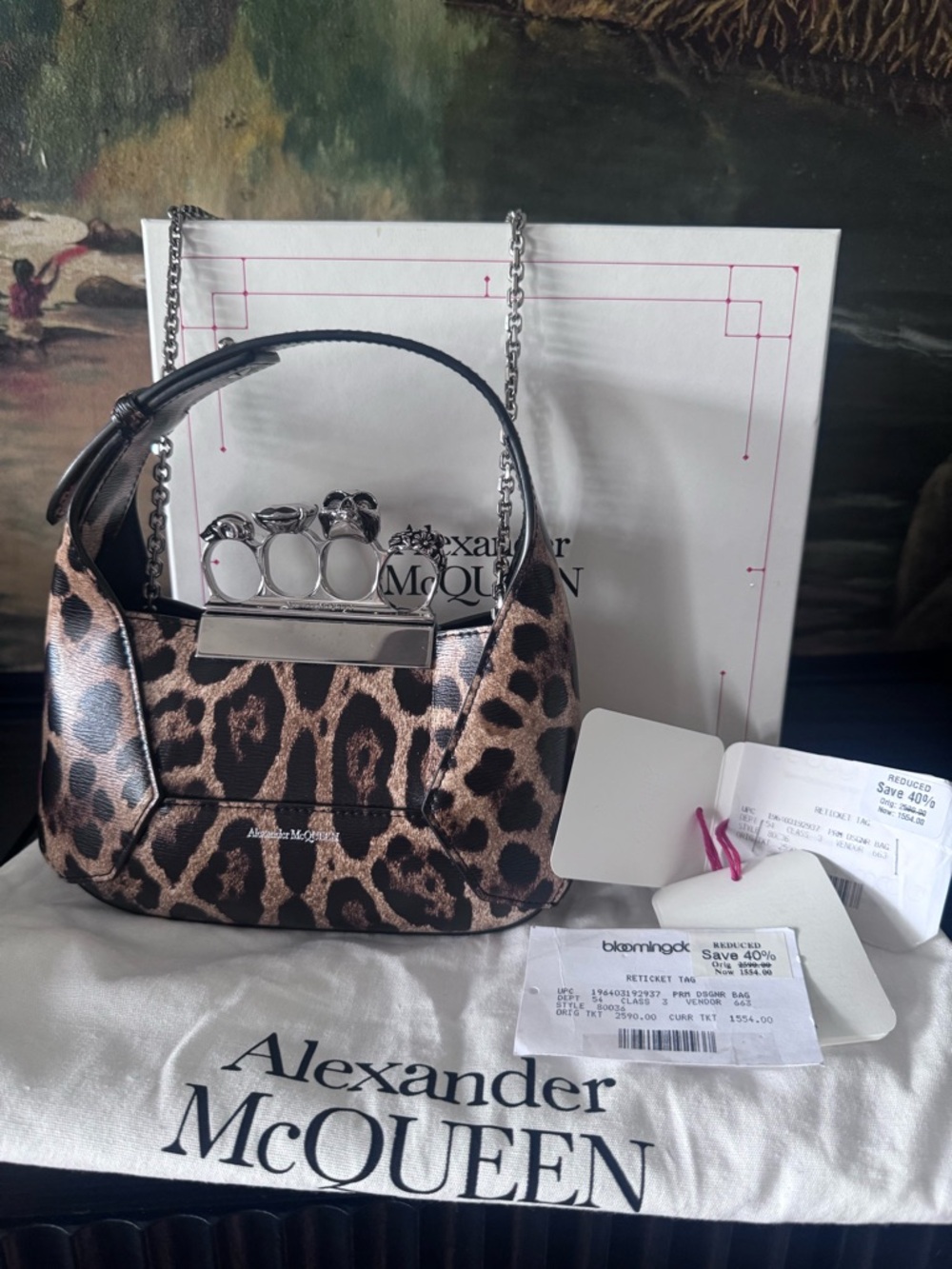 Alexander McQueen Leopard Mini Knuckle-Handle Shoulder Bag - Brown/Black